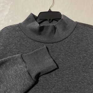 RBX Active Womens Mock Neck Fleece Pullover Sweatshirt Charcoal Heather Grey XL